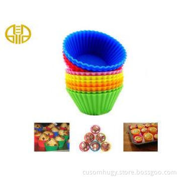 Colored Greaseproof Round Silicone Cupcake Liners SGS / Roh